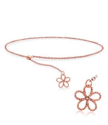 Rose Gold Plated Flower Silver Bracelet BRS-446-RO-GP